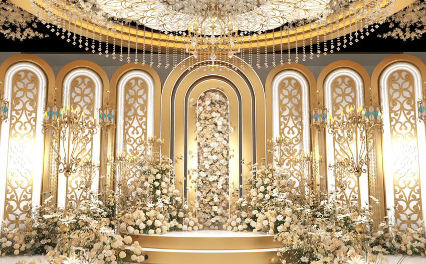 淳安香槟色调婚礼堂效果展示